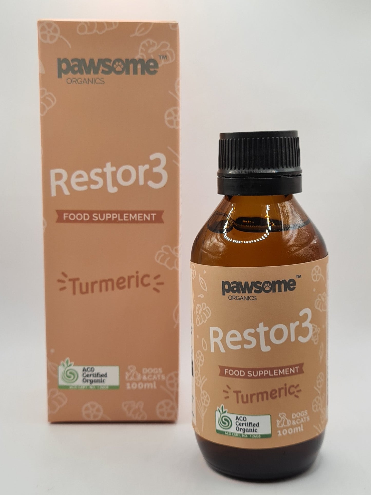 Restor3 Flaxseed Oil Turmeric for Dogs Cats Bottle