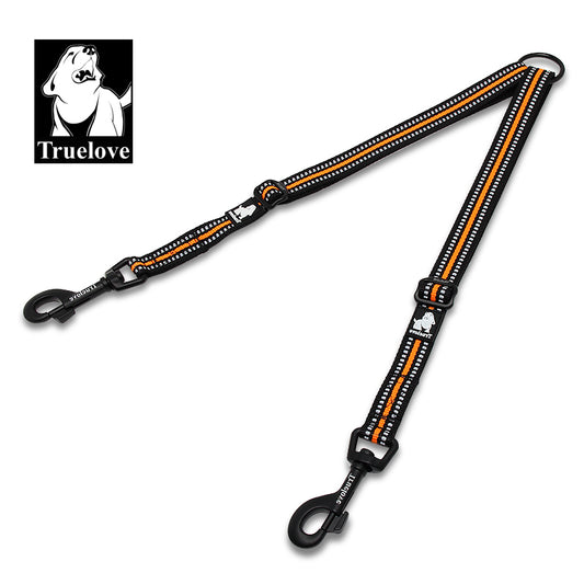 Dual Dog Leash Reflective Orange Front View