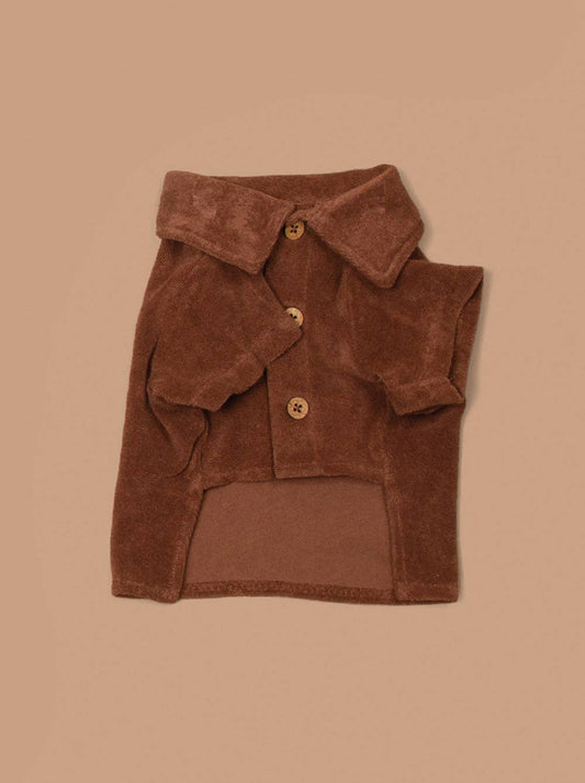 Terry Dog Polo Shirt Cocoa Brown Front View