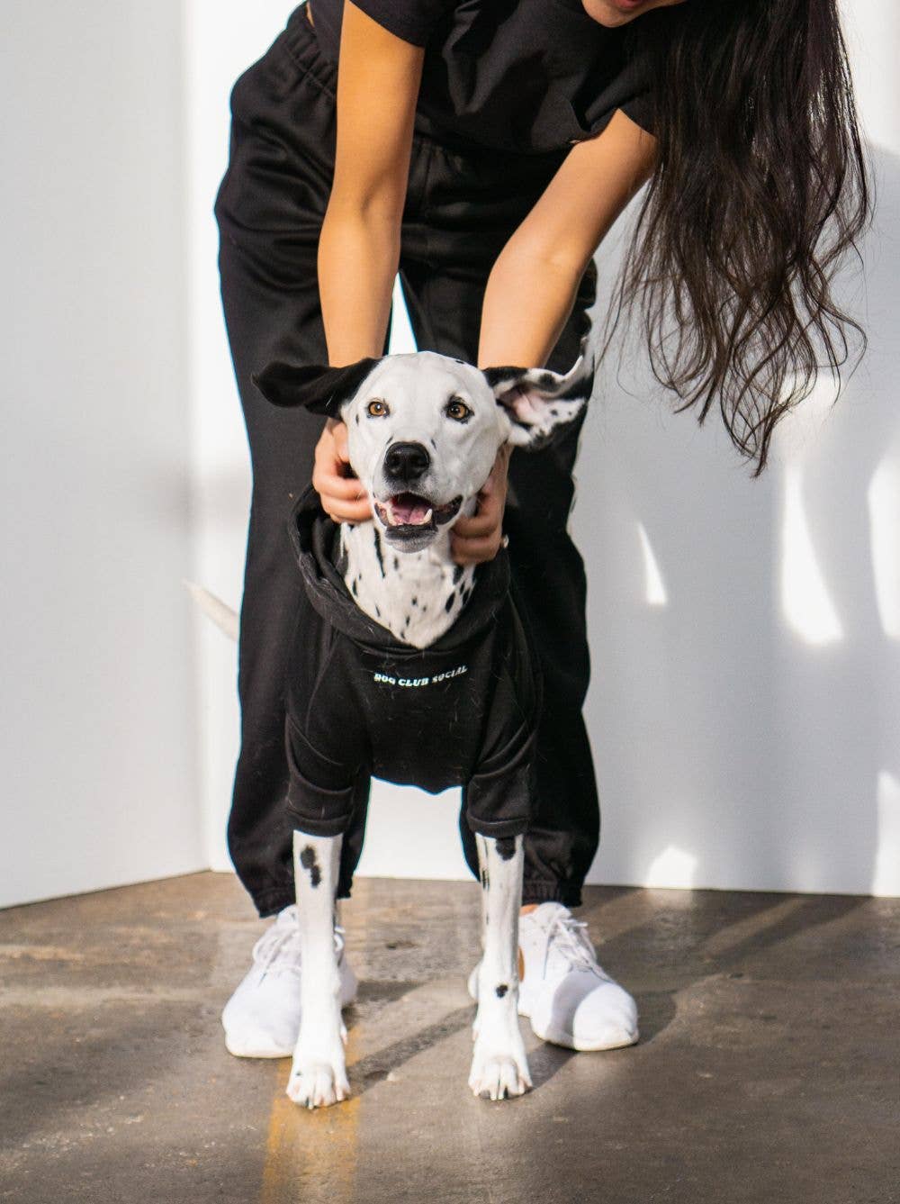 Dog Fleece Hoodie Black Demo