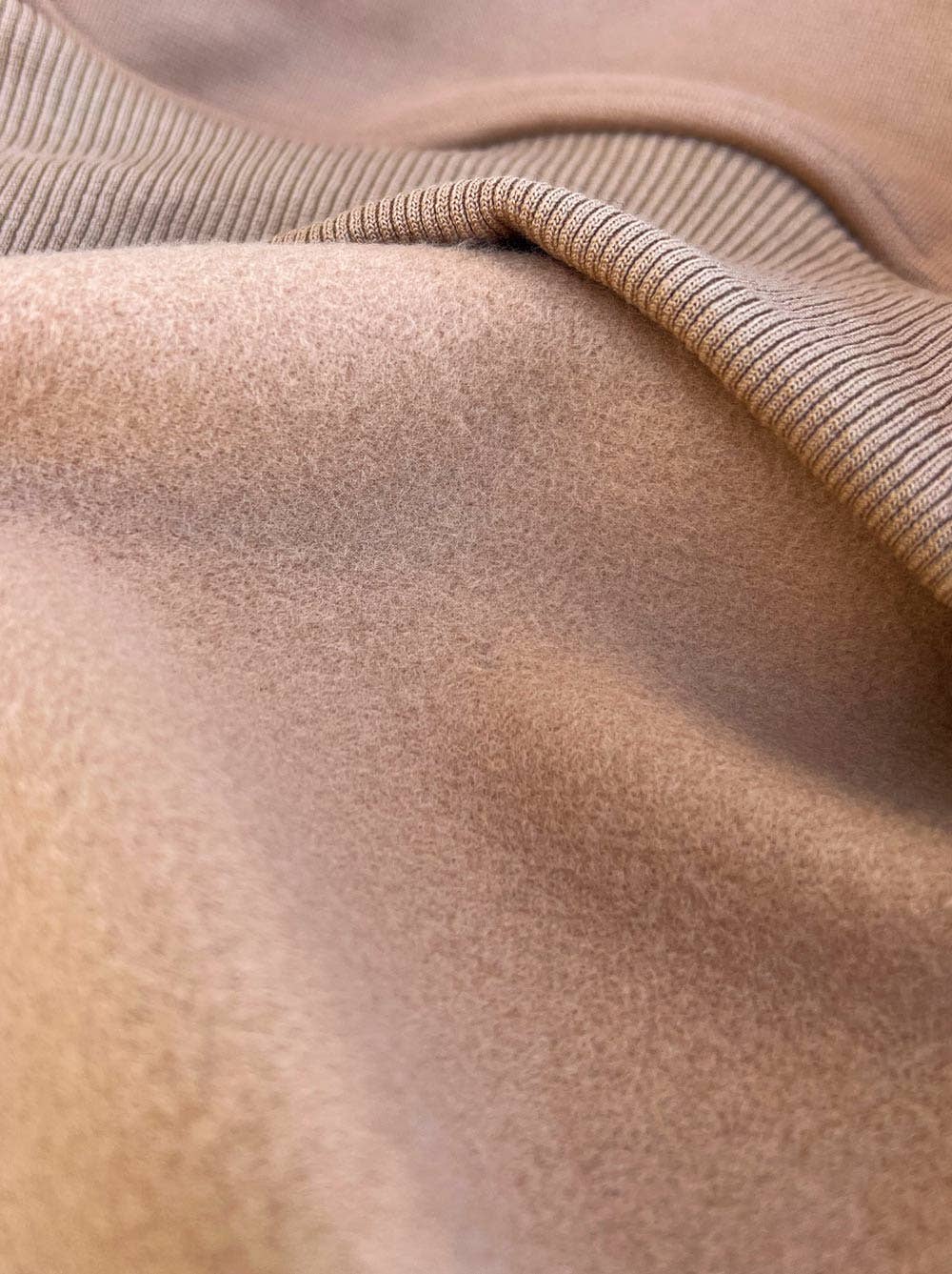 Dog Fleece Hoodie Sandstone Nude Material Close