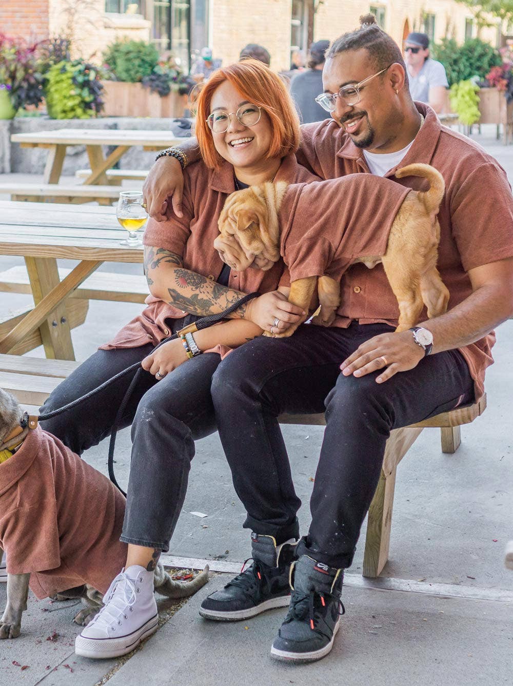 Terry Dog Polo Shirt Cocoa Brown Matching Set Couple