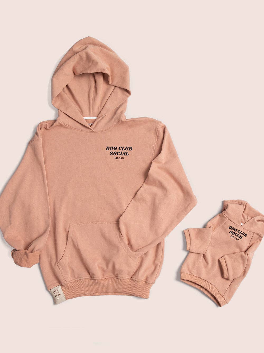 Terry Fleece Dog Hoodie Pink Brown Matching Set