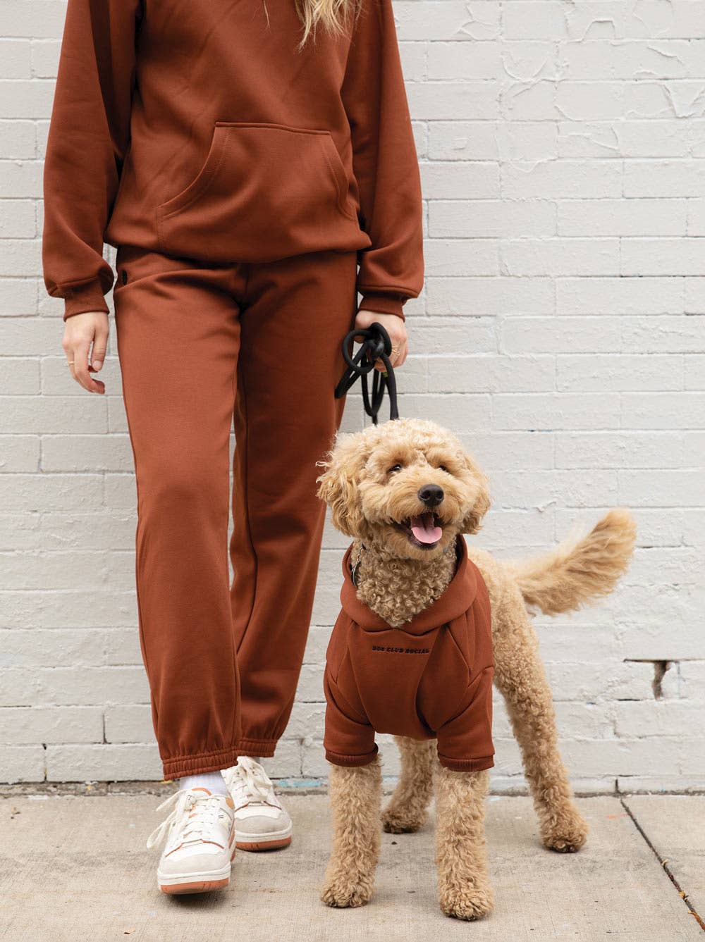 Dog Fleece Hoodie Red Brown Close