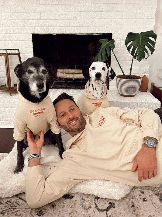 Terry Fleece Dog Hoodie Classic Matching Set Man