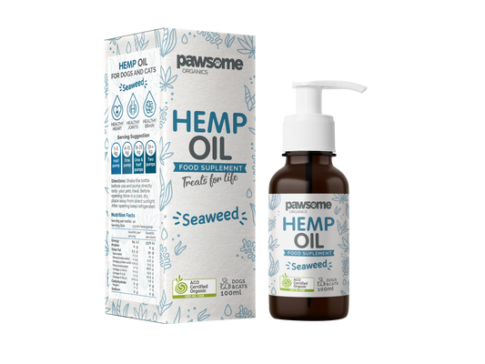 Hemp Oil Seaweed Supplement for Dogs Cats Packaging Front View
