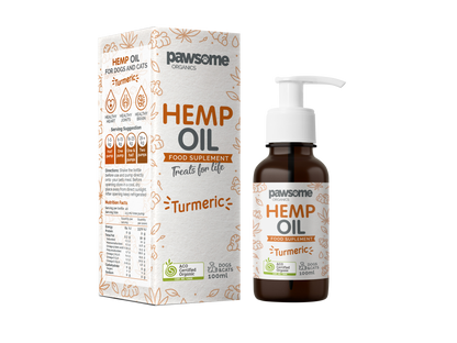 Hemp Oil Turmeric Supplement for Dogs Cats Packaging Front View