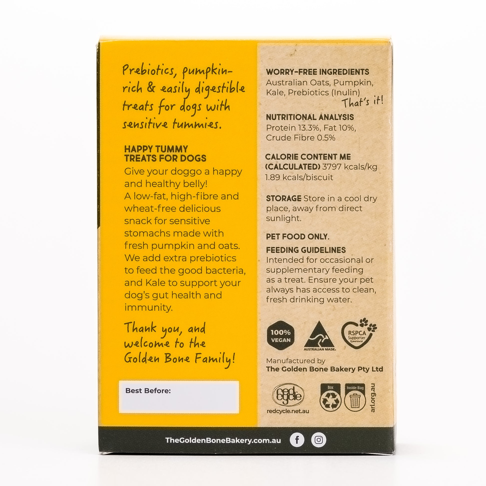 SnackPacks Natural Vegetarian Dog Treats Happy Tummy Back View