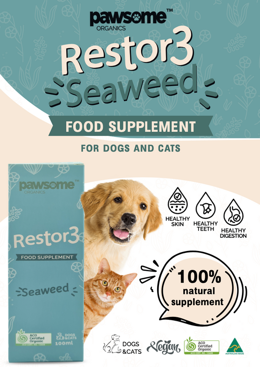 Restor3 Flaxseed Oil Seaweed For Dogs Cats Front View