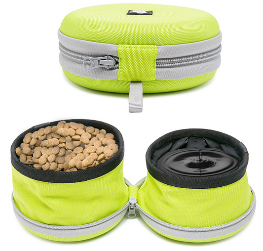 Foldable Travel Dog Bowl Yellow Open Demo