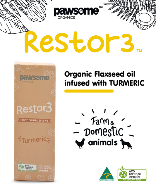 Restor3 Flaxseed Oil Turmeric for Dogs Cats Front View