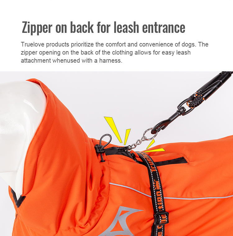 Windproof Winter Dog Coat Zipper Details