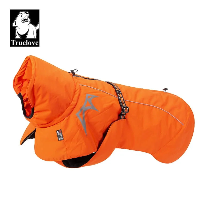 Windproof Winter Dog Coat Orange Side View