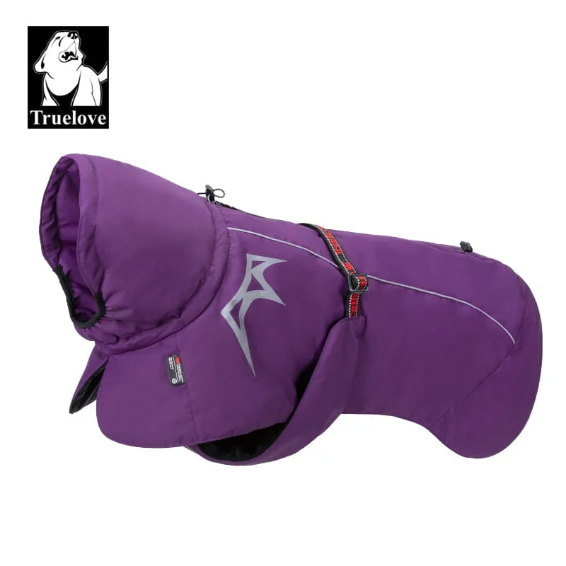 Windproof Winter Dog Coat Purple Side View