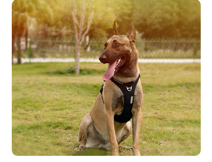 Premium No Pulling Dog Harness Black Front View