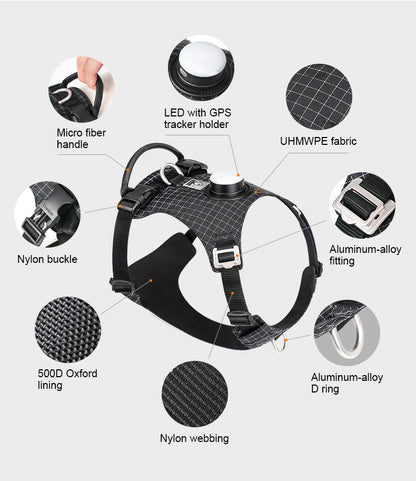 Innovative Dog Harness Safety Light GPS Holder Features