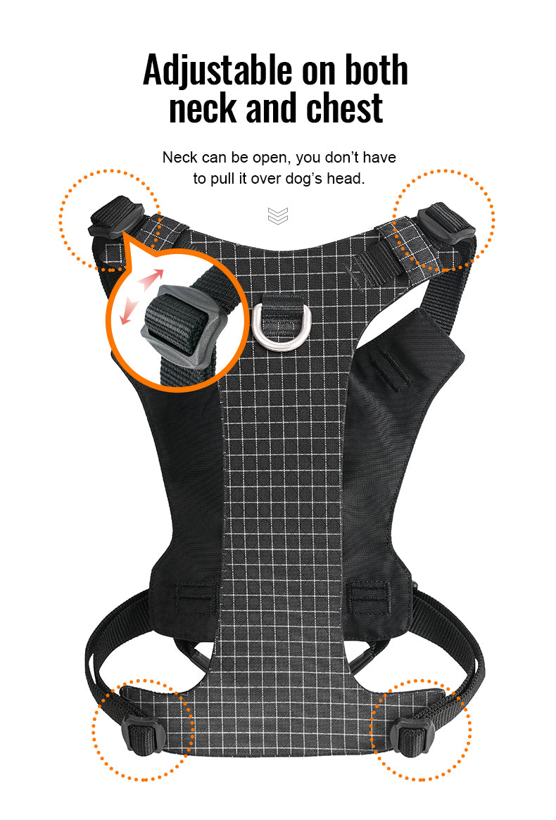Innovative Dog Harness Safety Light GPS Holder Neck Chest Adjustable