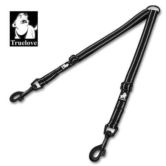 Dual Dog Leash Reflective Black Front View