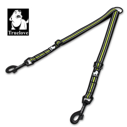 Dual Dog Leash Reflective Yellow Front View