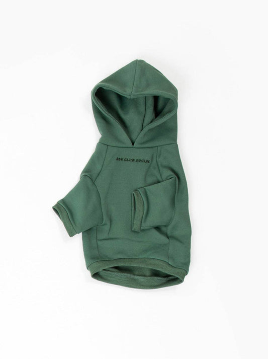 Dog Fleece Hoodie Green Front View