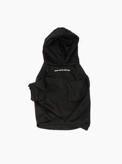 Dog Fleece Hoodie Black Front View