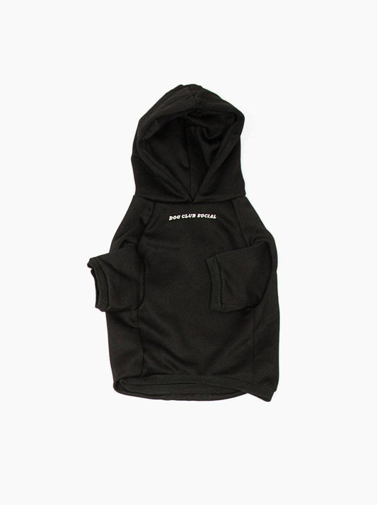 Dog Fleece Hoodie Black Front View