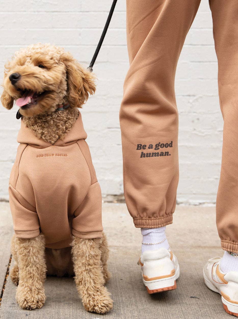 Dog Fleece Hoodie Sandstone Nude Matching Set