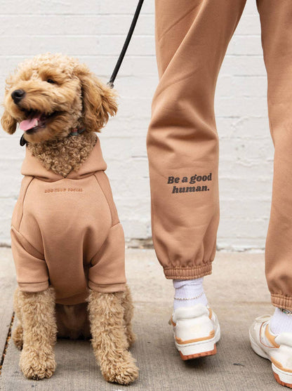 Dog Fleece Hoodie Sandstone Nude Matching Set
