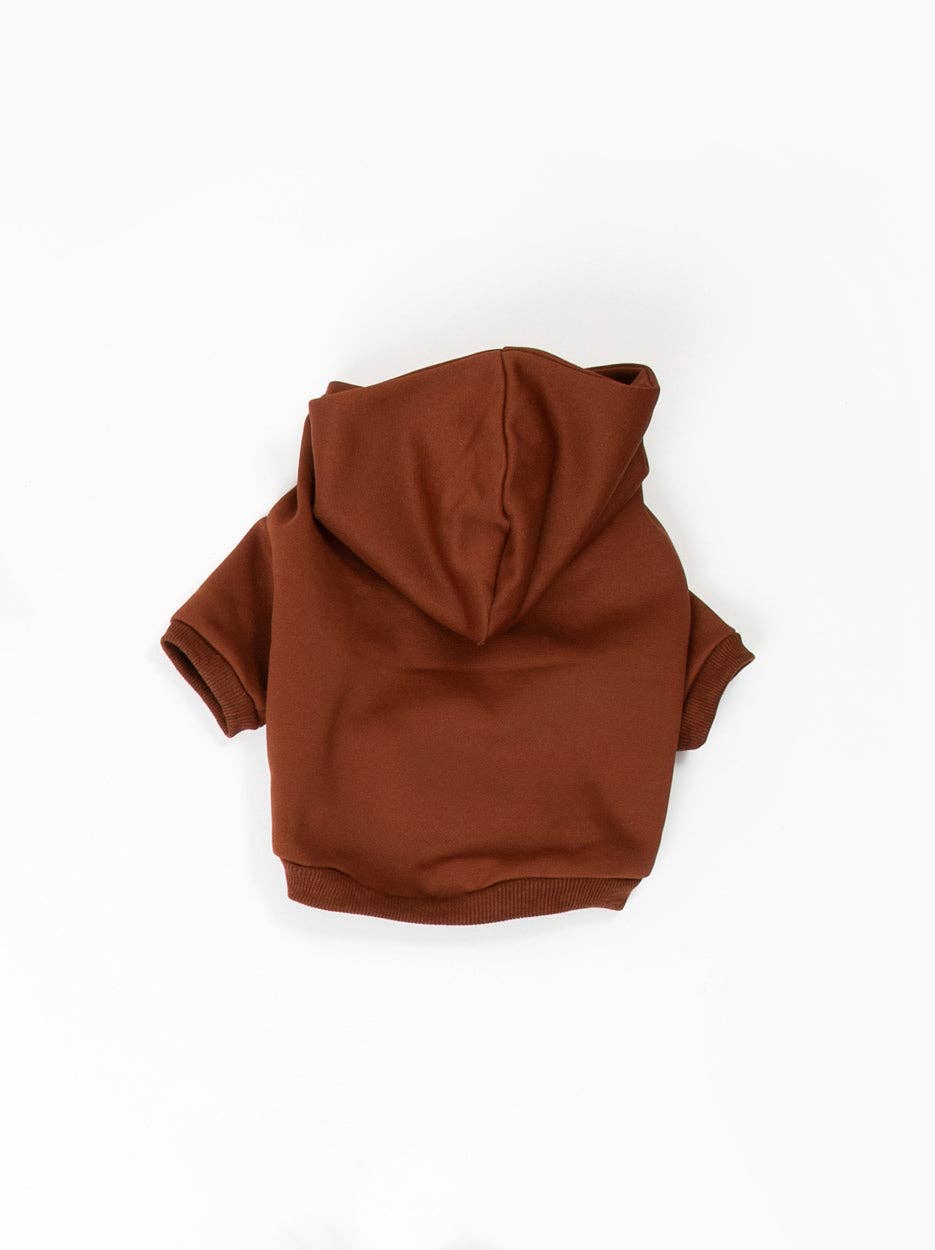 Dog Fleece Hoodie Red Brown Back View
