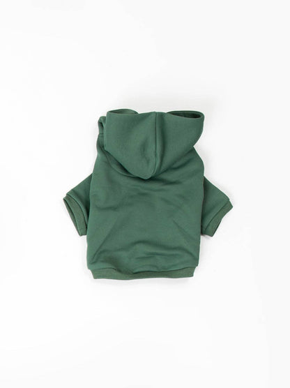 Dog Fleece Hoodie Green Back View