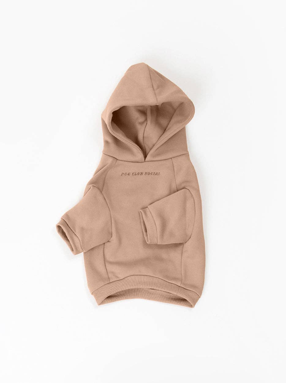 Dog Fleece Hoodie Sandstone Nude Front View