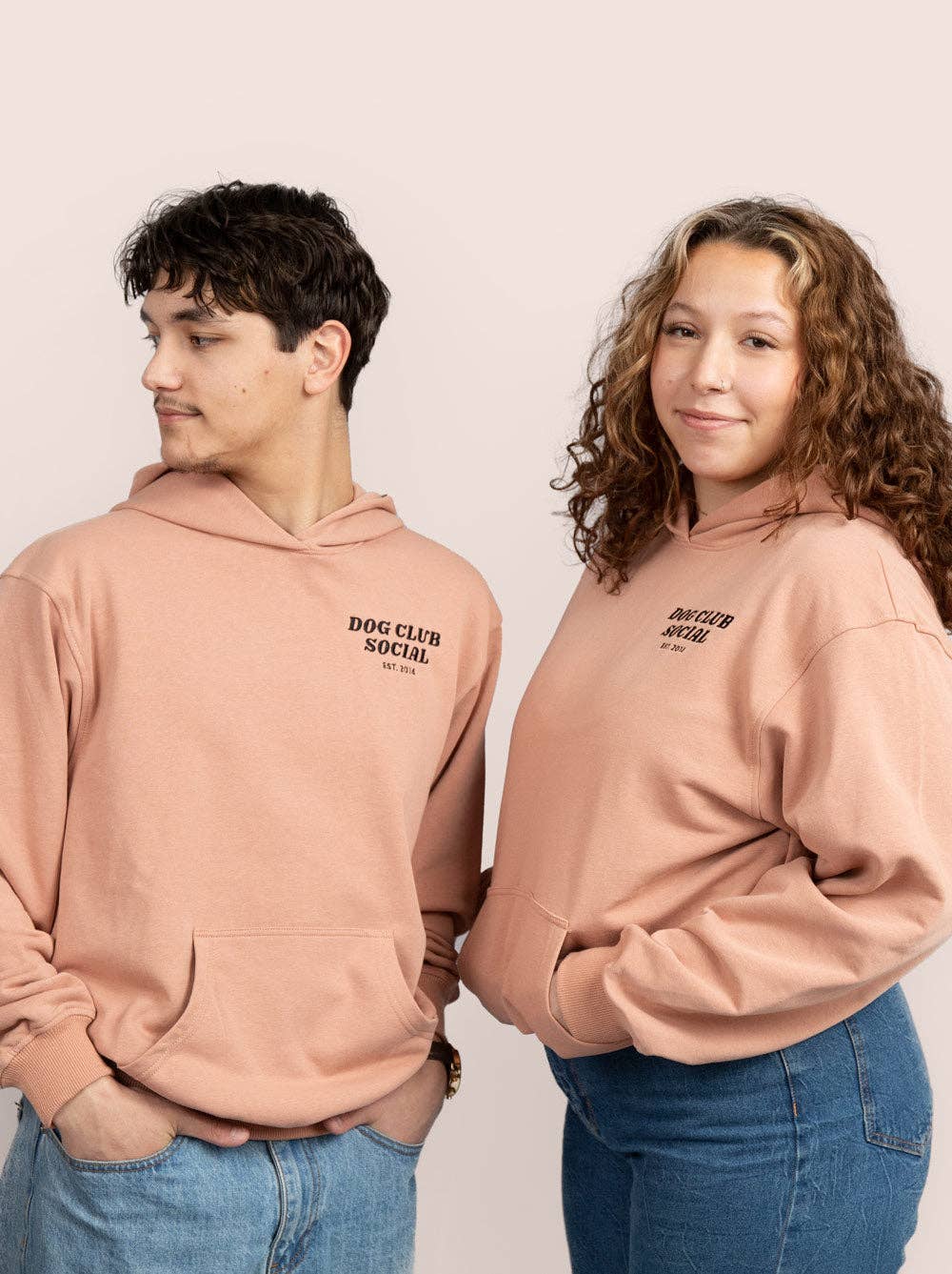 Terry Fleece Dog Hoodie Pink Brown Human